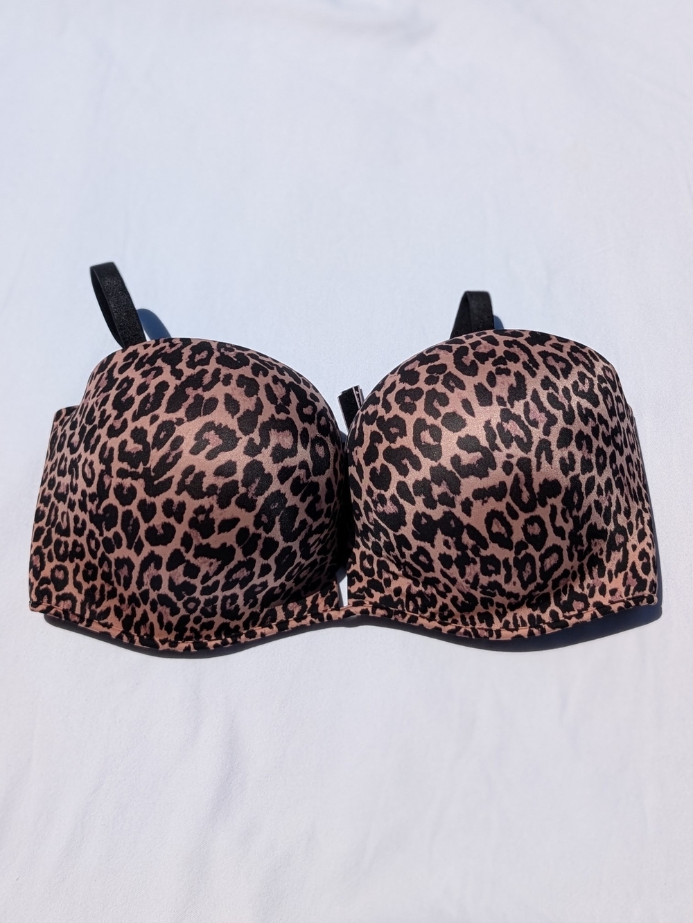 Victoria's Secret Leopard Print Strapless Push-Up Bra - Pink & Black